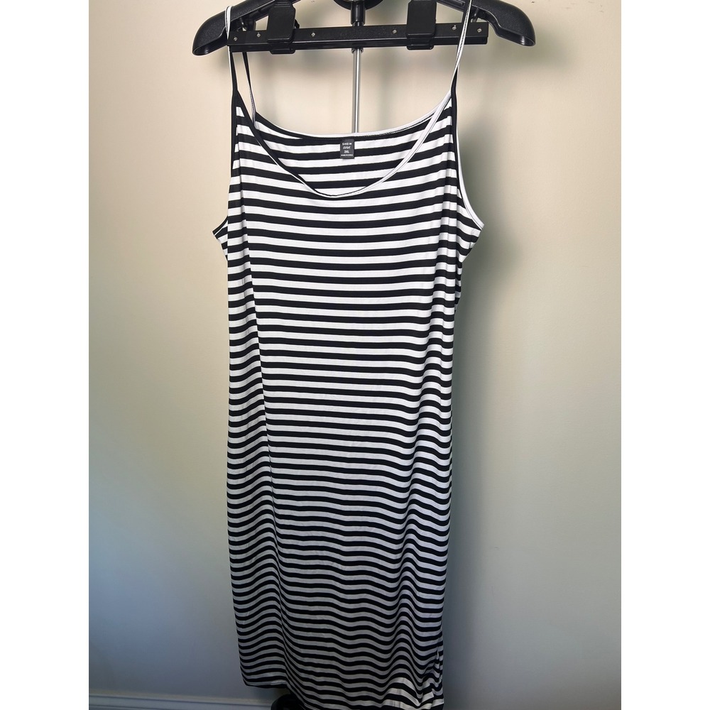 Curve Cami Dress Women 3XL Black White Excellent Striped Whimsigoth Bodycon